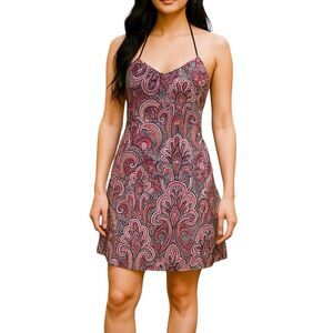 SASCH Womens Dress Halter Paisley Short Bohemian Y2k 90s Festival Party Cocktail